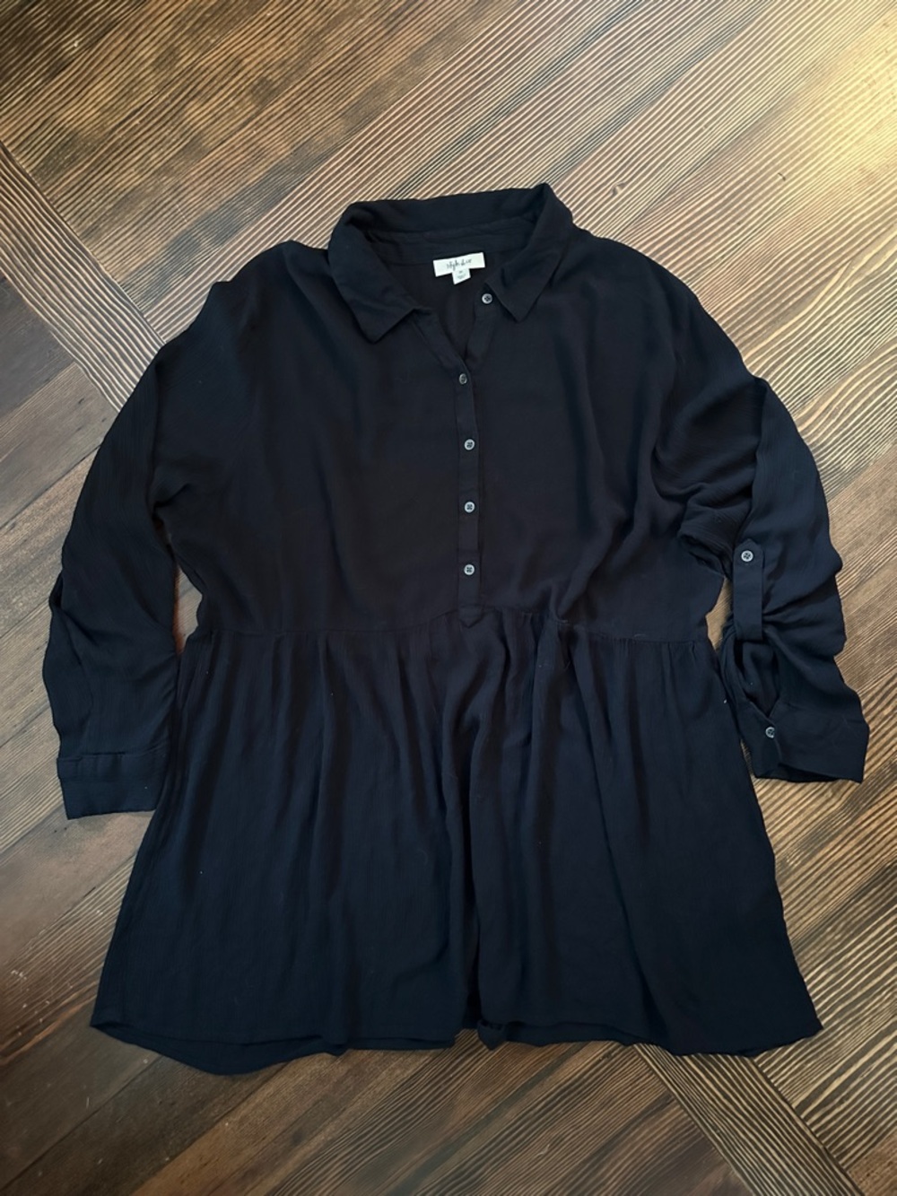 Style & Co. Black Button-Front Peplum Tunic